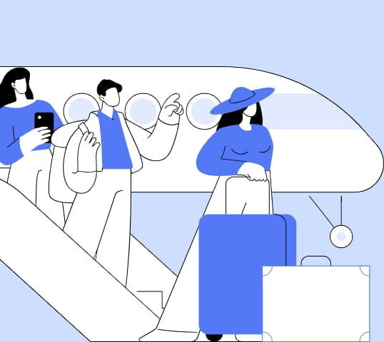 Illustration showing travel and tourism translation process